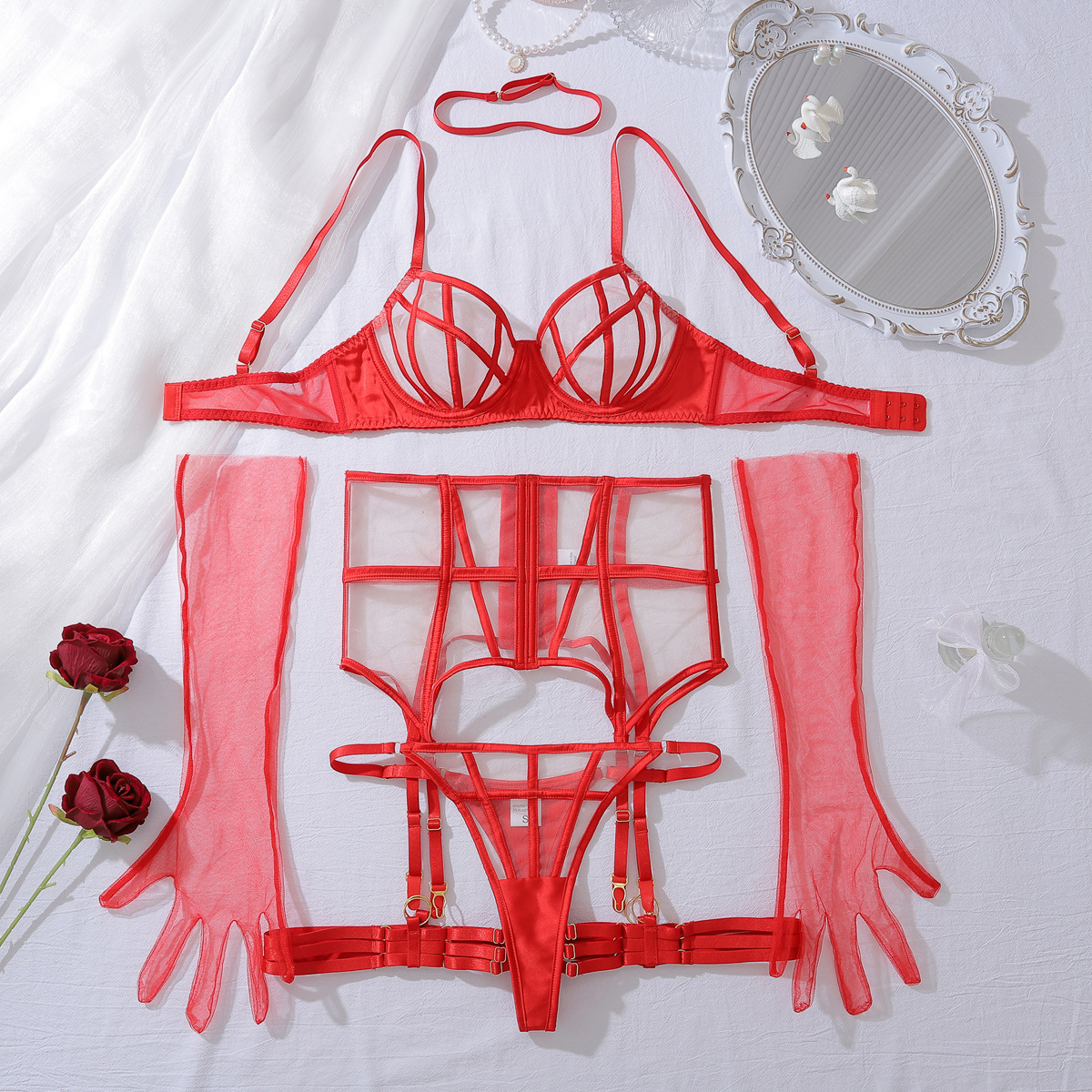 Best-selling thin mesh sexy lingerie set