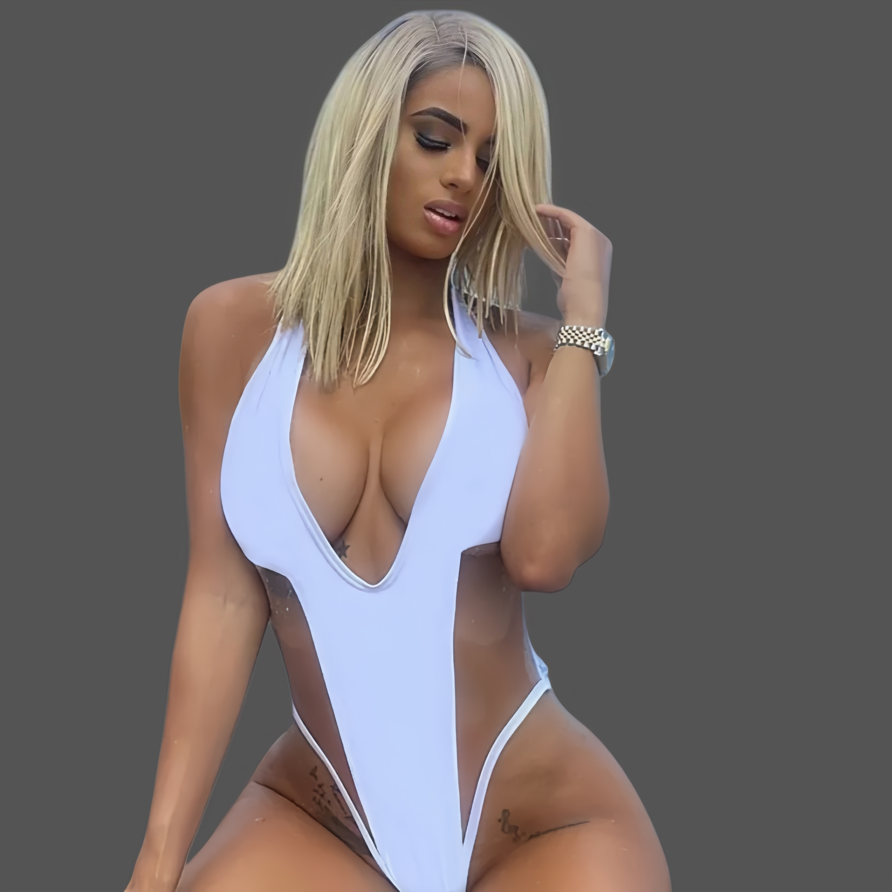 New swimsuit with mesh paneling, one-piece bikini