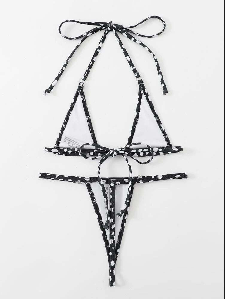 Printed Thong Bikini Swimsuit