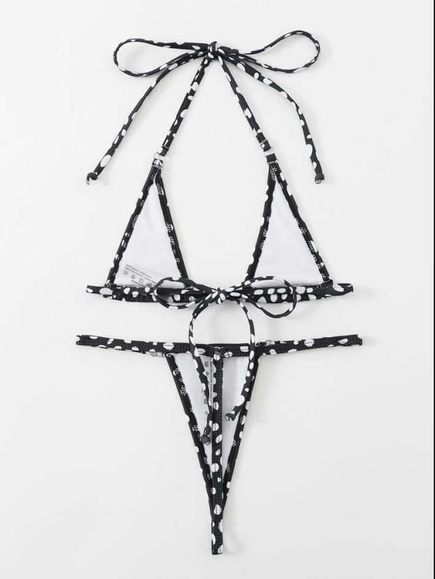 Printed Thong Bikini Swimsuit