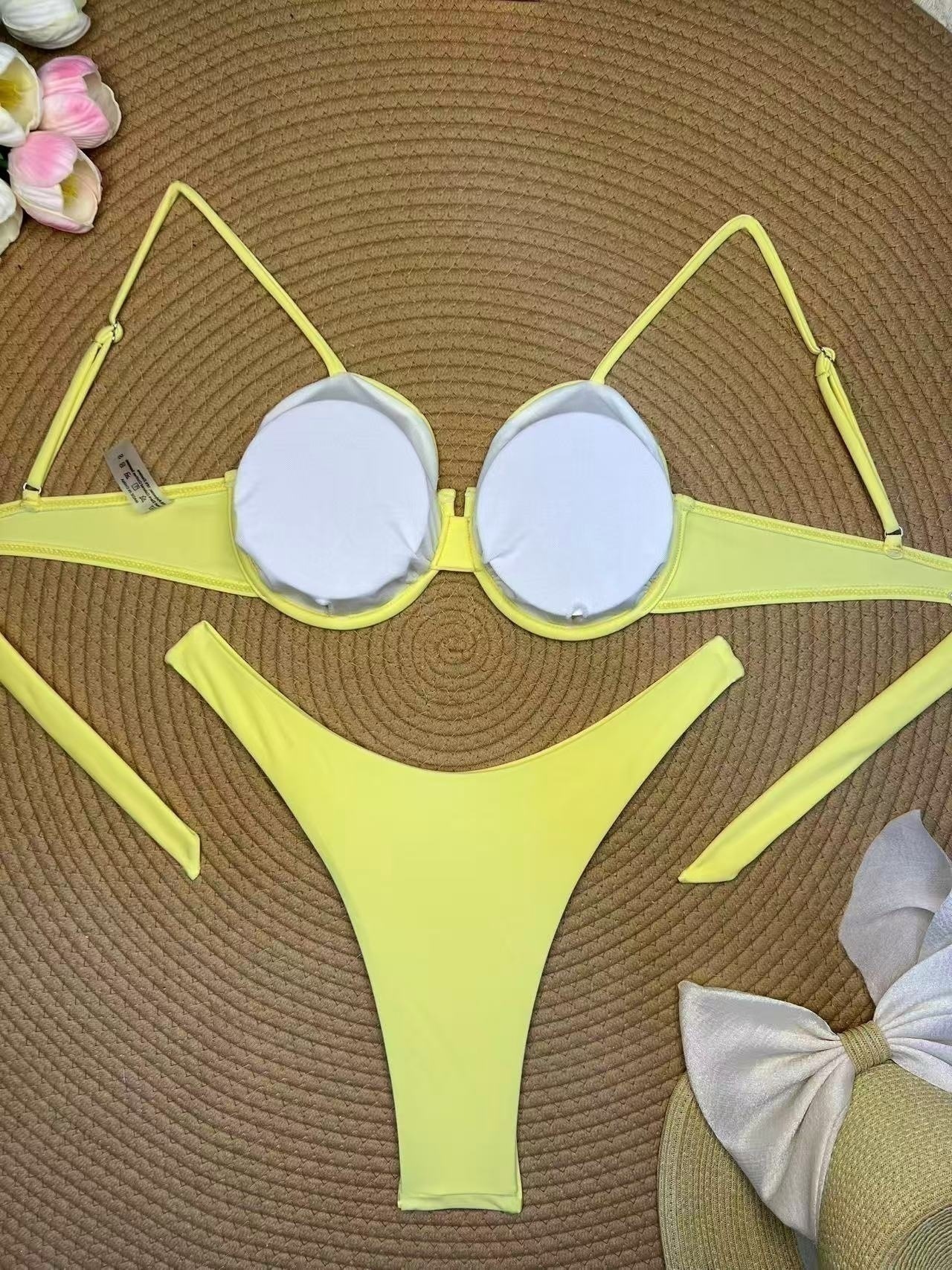 New stylish solid color starfish bikini swimsuit