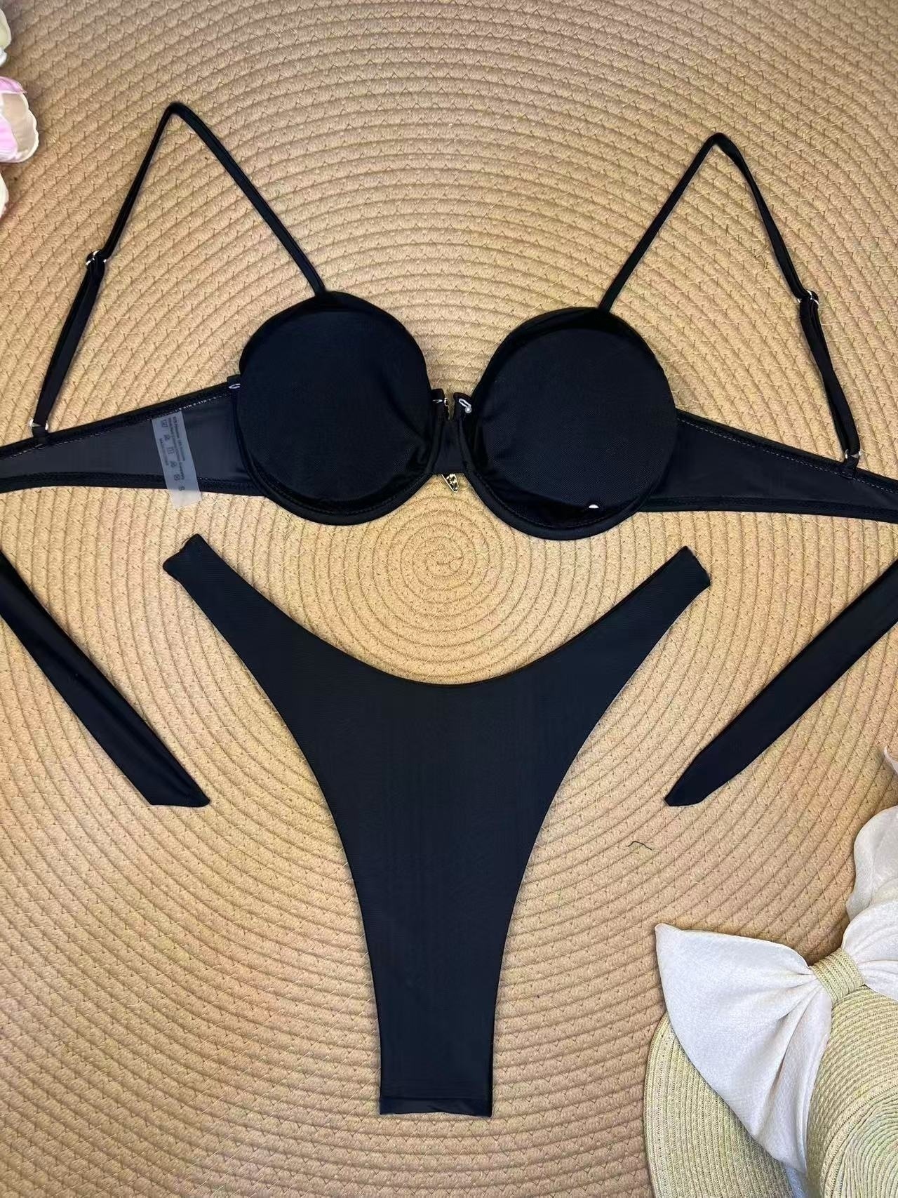 New stylish solid color starfish bikini swimsuit