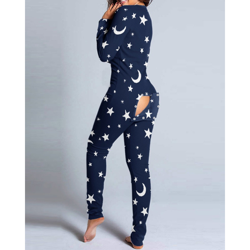 New flip-up printed Christmas long-sleeved pajamas