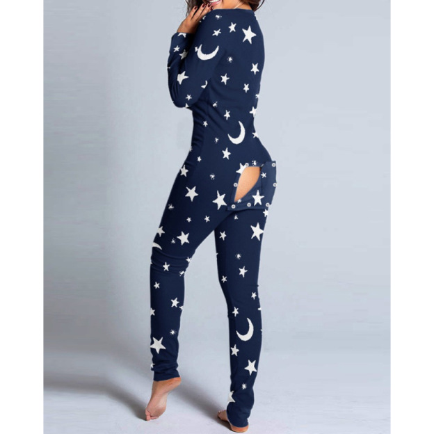New flip-up printed Christmas long-sleeved pajamas