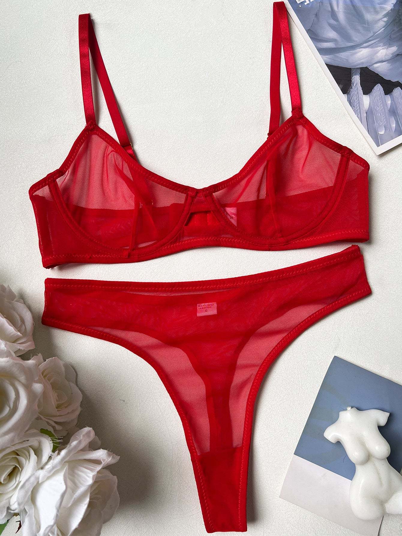 Sexy leopard print bra ultra-thin mesh set