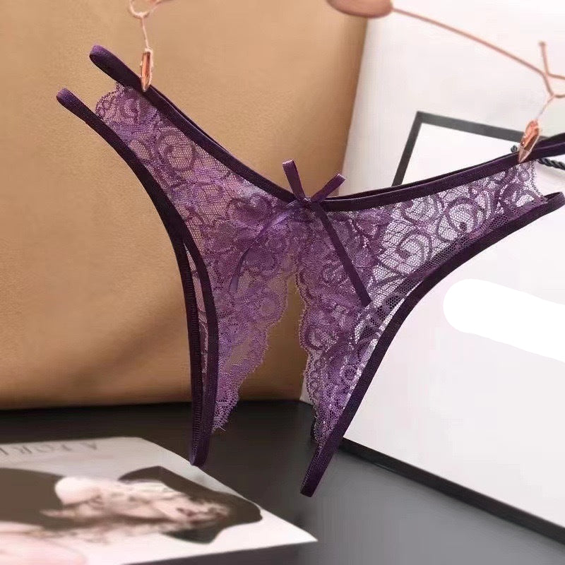 Sexy transparent crotchless panties