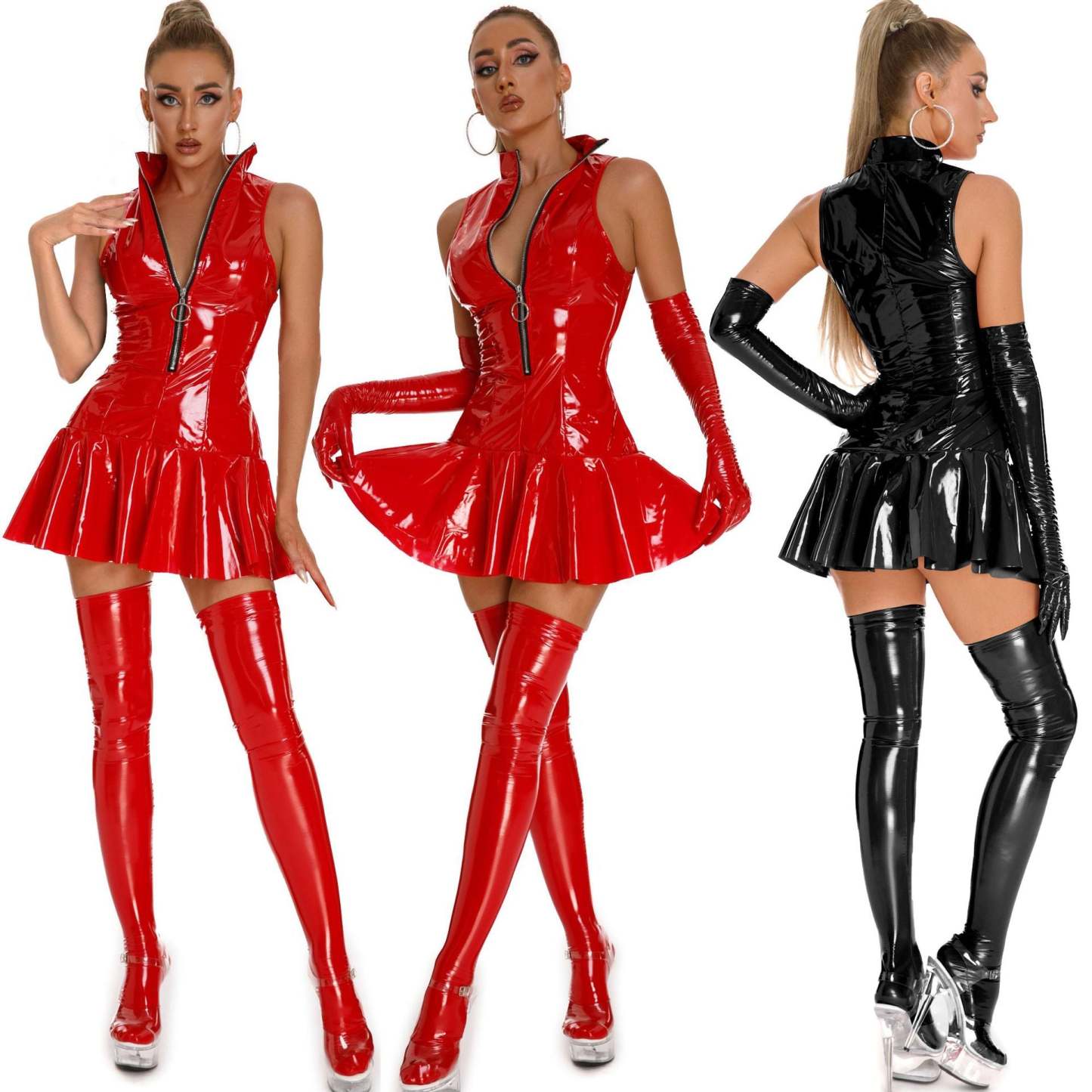 Shiny Patent Leather Mirrored Jumpsuit