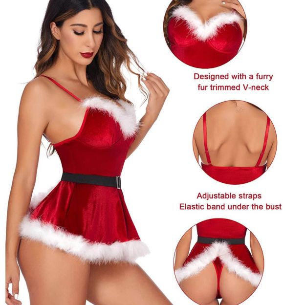 New Christmas sexy bodysuit with bow
