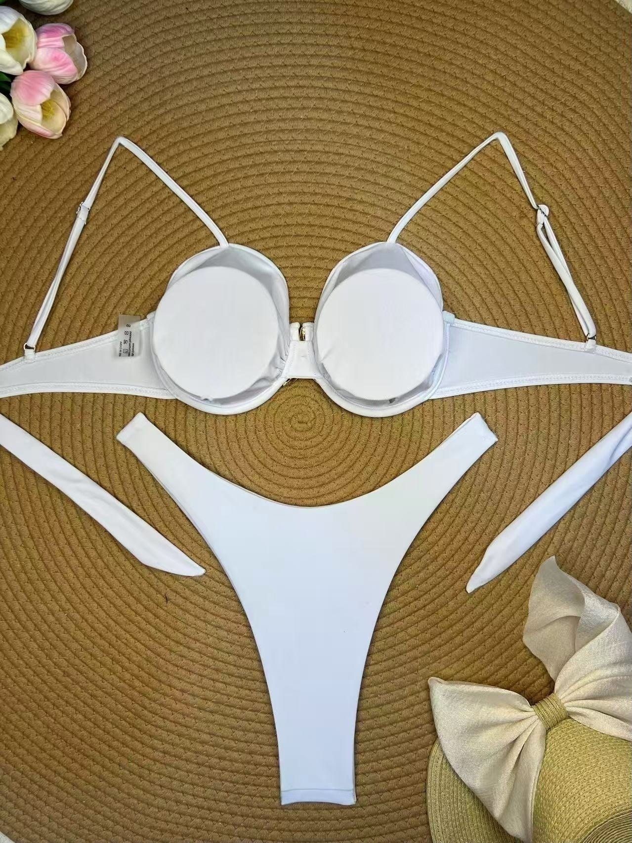 New stylish solid color starfish bikini swimsuit