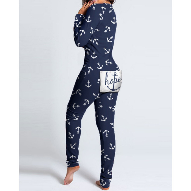 New flip-up printed Christmas long-sleeved pajamas