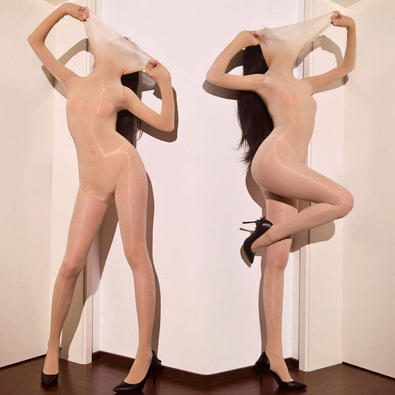 Shiny tight high collar stockings