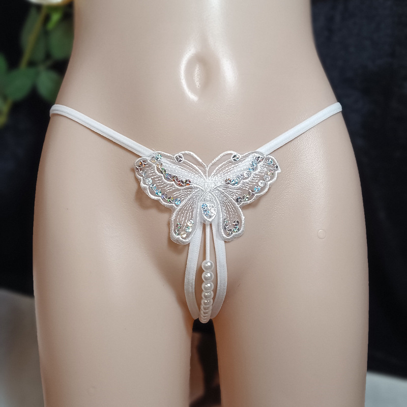 Butterfly sequin beaded thong underwear