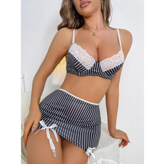 New sexy striped secretary two-piece set