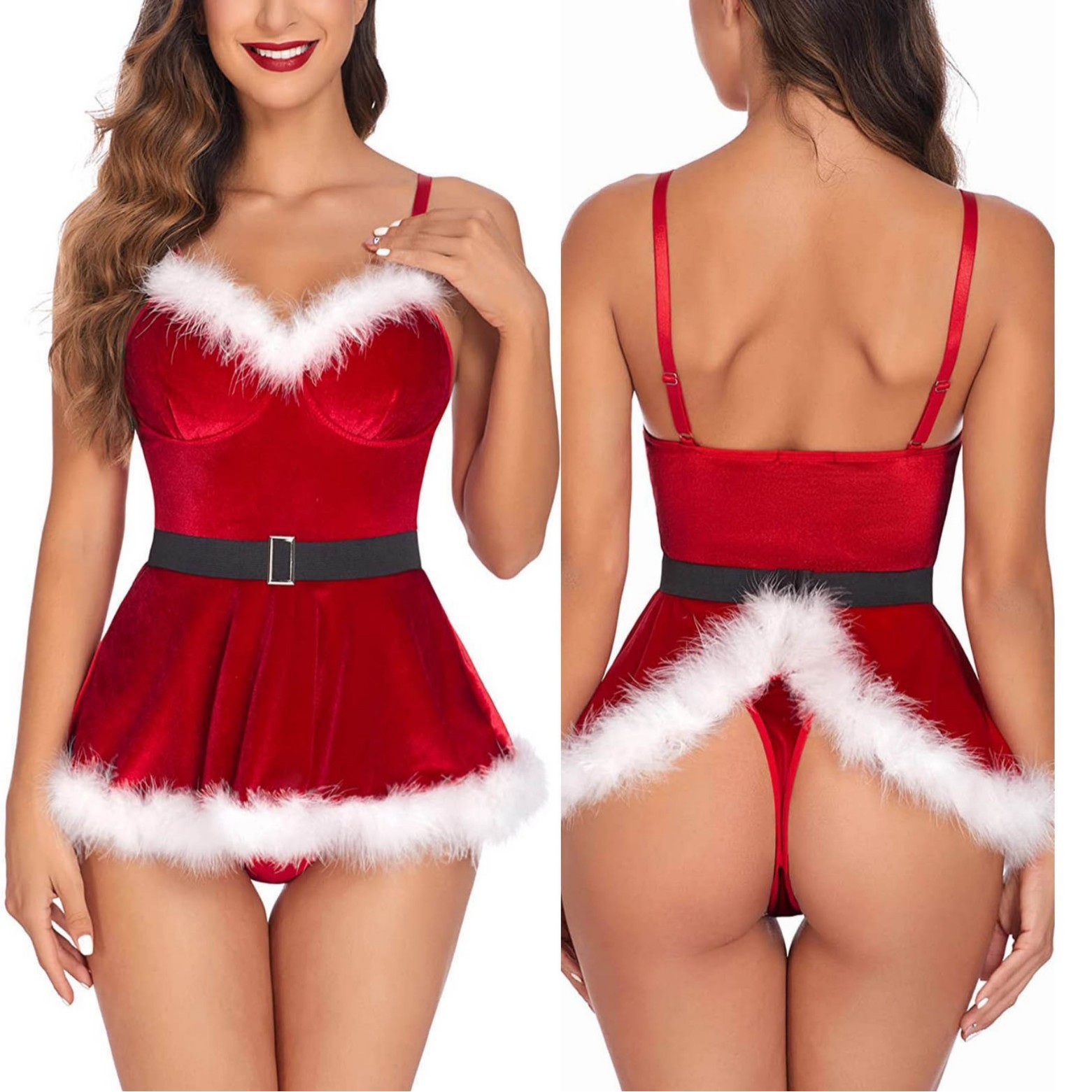 New Christmas sexy bodysuit with bow