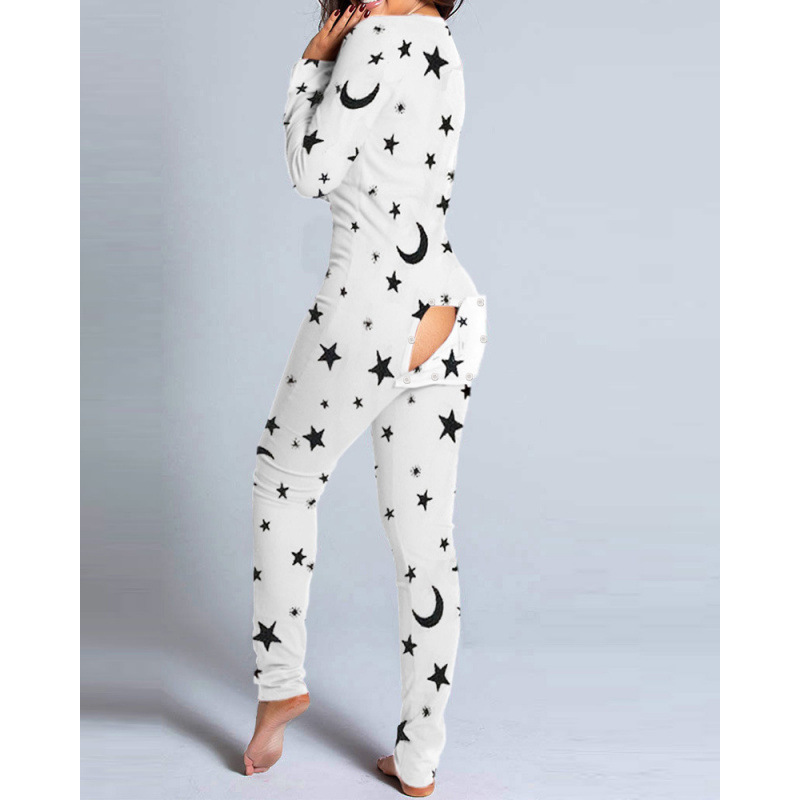 New flip-up printed Christmas long-sleeved pajamas
