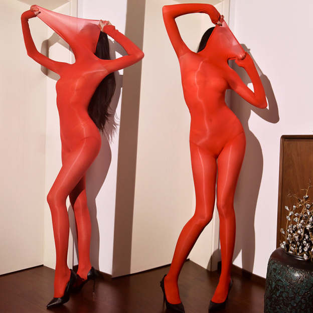 Shiny tight high collar stockings