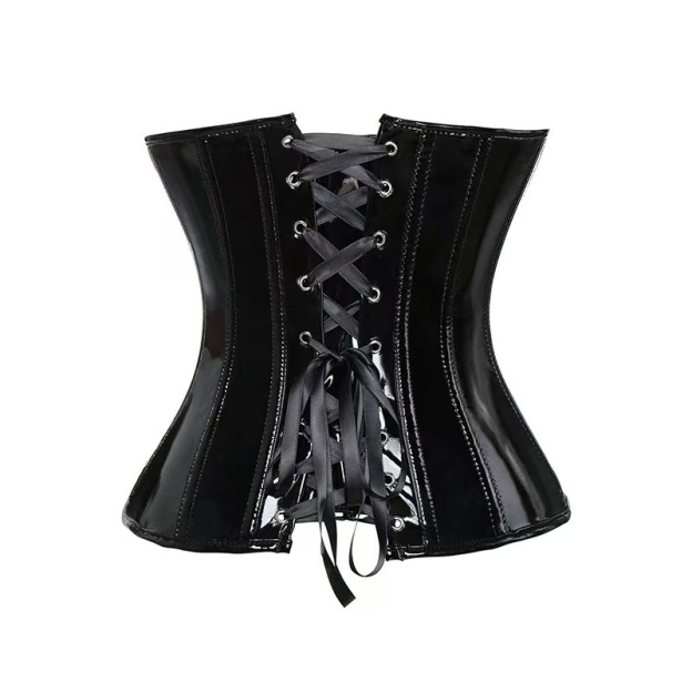 Exquisite, stylish, and elegant black PVC mirrored leather shapewear