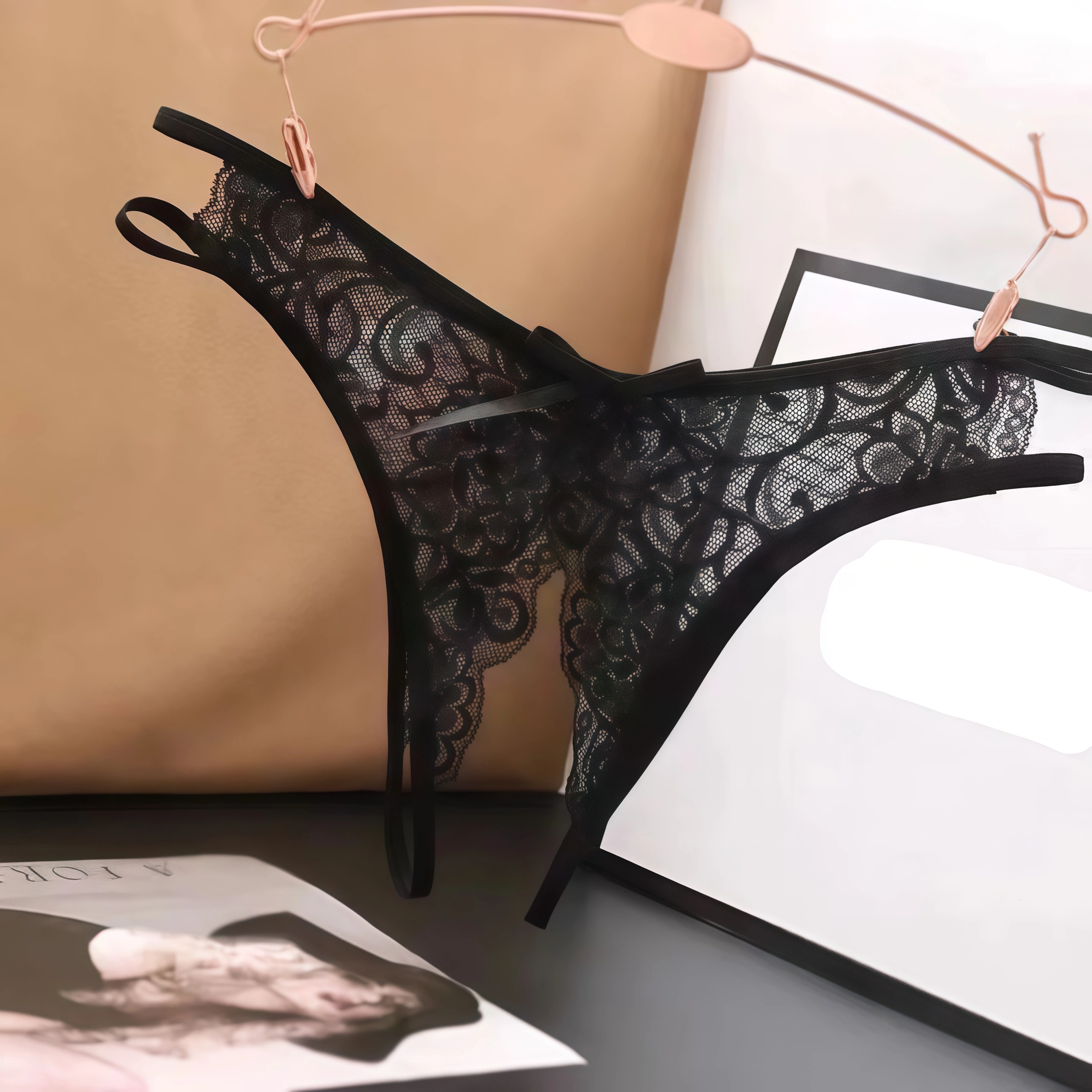 Sexy transparent crotchless panties