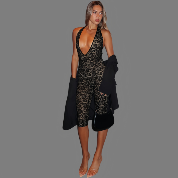 New stylish lace backless jumpsuit