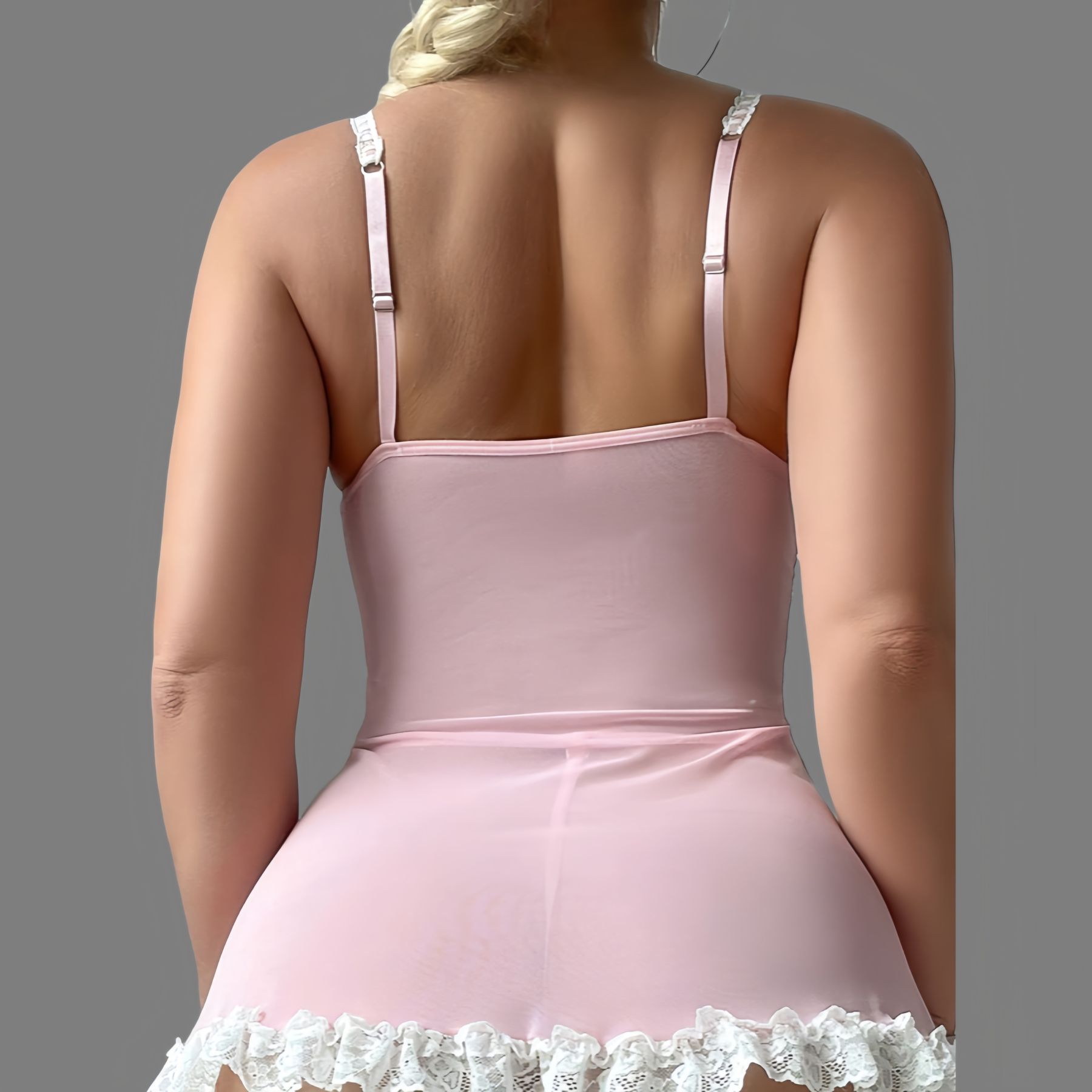 Seductive lace sheer nightgown + stockings