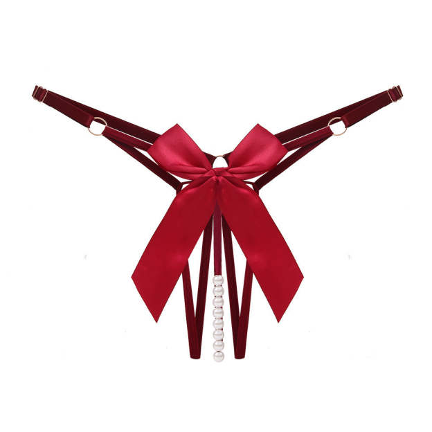 Beaded Tease Open Crotch Thong(Buy 1, get 2 free)