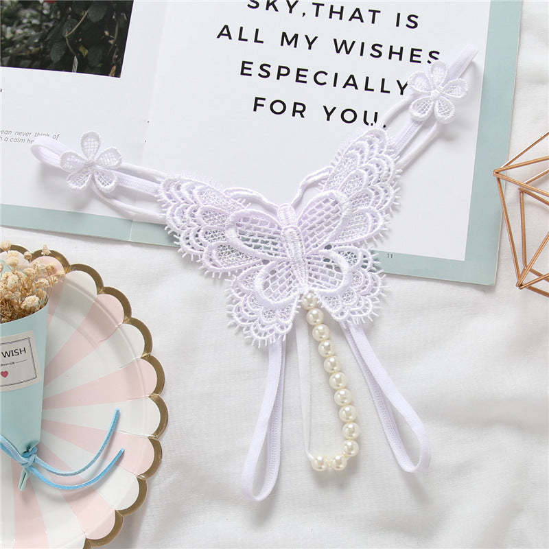 Embroidered Pearl Lace Thong(Buy 1, get 2 free)