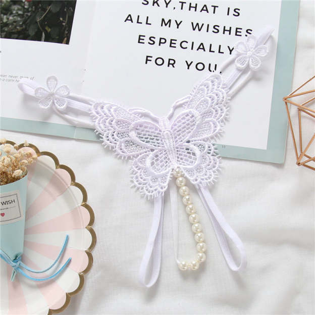 Embroidered Pearl Lace Thong(Buy 1, get 2 free)