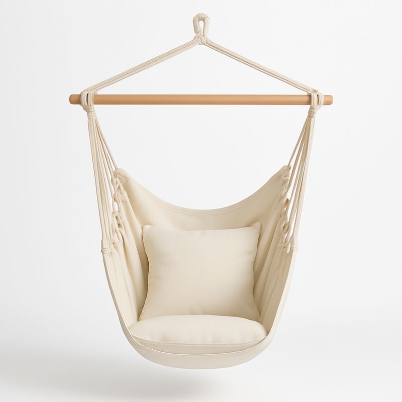 Hengekøye Stol Bomull Krem Inkludert Pute-Decohogarvida