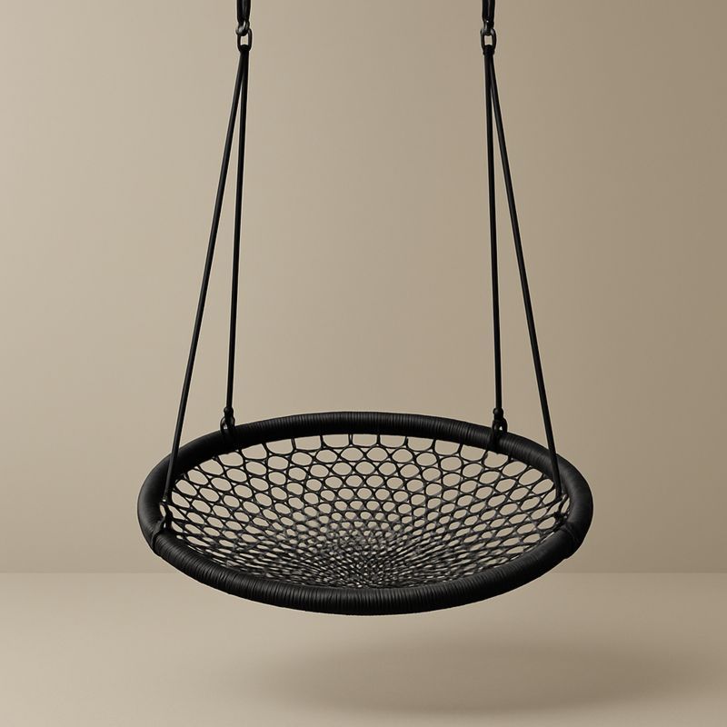 Rund hengestol i polyester tauverk sort 90 cm-Decohogarvida