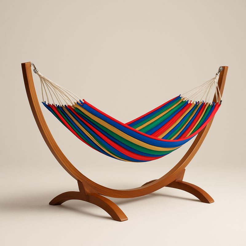 Hengekøye med stativ i bomull regnbuefarger-Decohogarvida