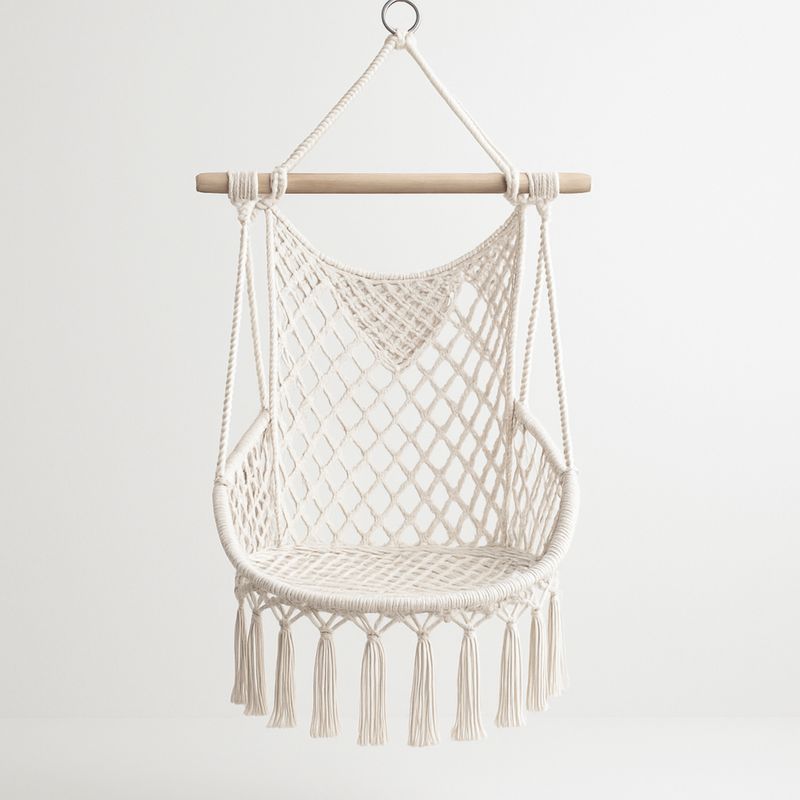 Hengetrykk Stol Bomull Makramé Beige-Decohogarvida