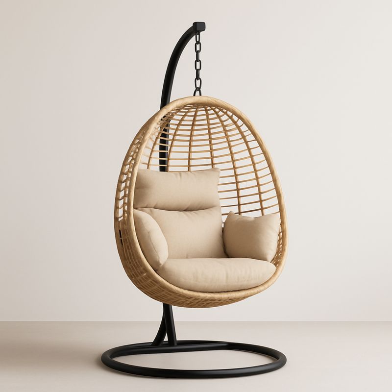 Hengestol i Kurvformet Rattan Naturfarget-Decohogarvida