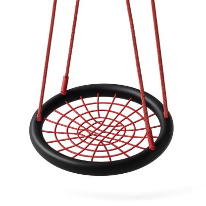 Rund barnehuske i stål og PE med rødt nett-Decohogarvida