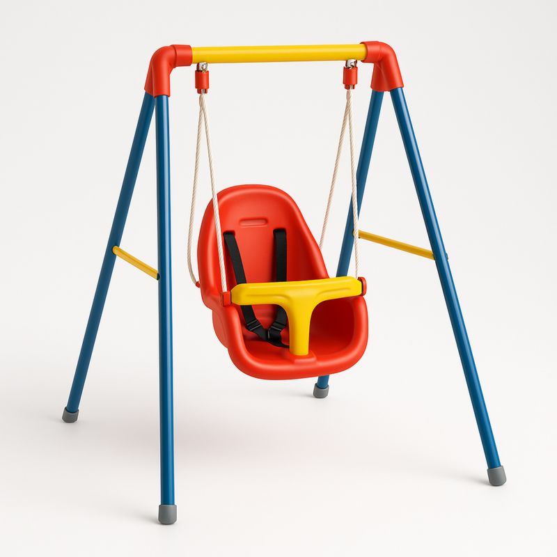 Barnesvinge med setebelte i plast og metall rød/gul/blå-Decohogarvida