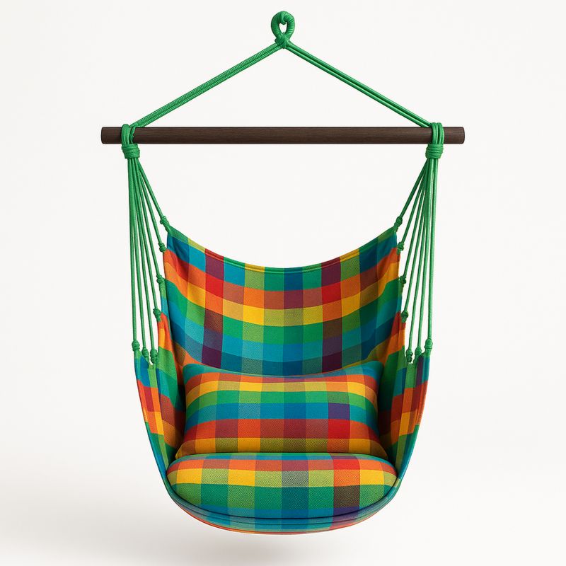 Hengekøye Stol med Mønstret Polyester og Tre-Decohogarvida