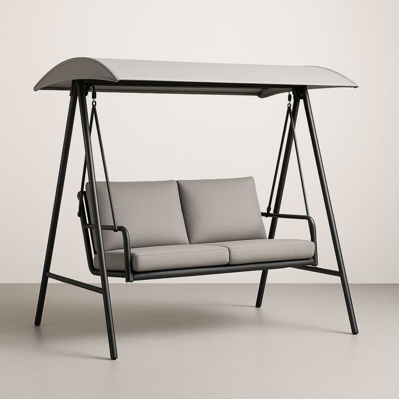 Hagegyngesofa stålramme lysegrå 200x120x170 cm-Decohogarvida