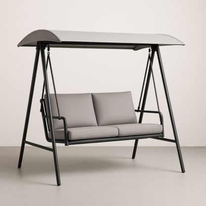 Hagegyngesofa stålramme lysegrå 200x120x170 cm-Decohogarvida