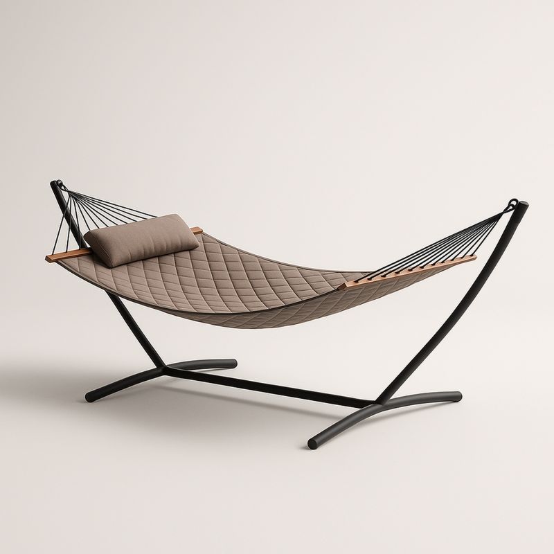 Hengekøye med stativ i polyester og stål brun 200 cm-Decohogarvida