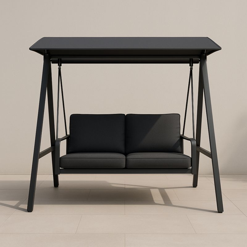 Utendørs toseters pendelsvinge i metall med polyester i mørkegrå 200x120x200cm-Decohogarvida