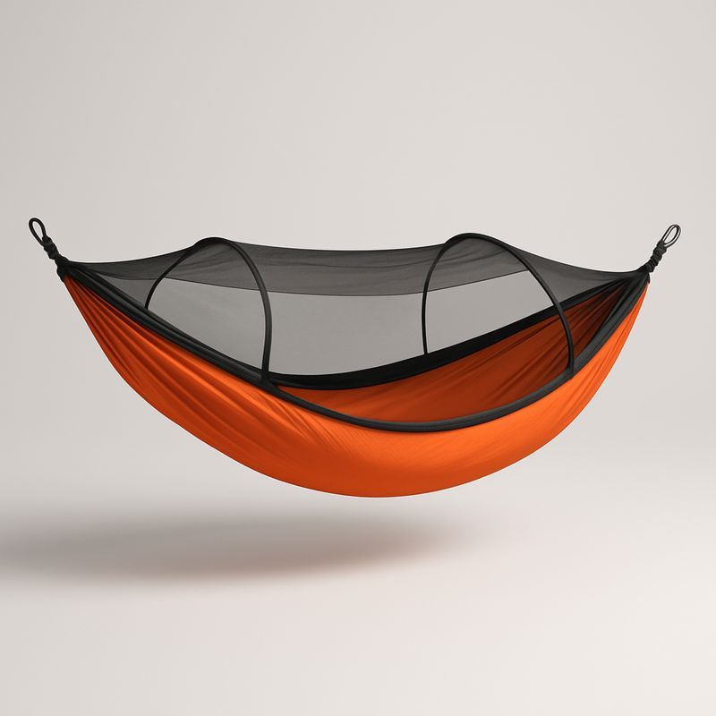 Hengekøye Nylon med Myggnetting Oransje 260x140 cm-Decohogarvida