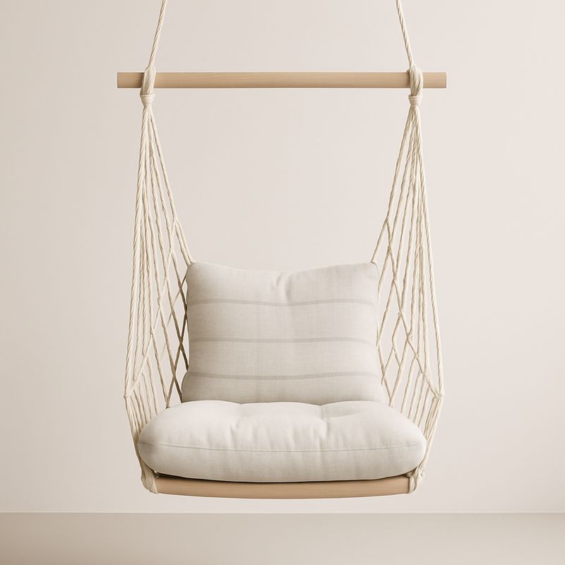 Hengestol i tauverk med bomullstrekk, 80cm x 60cm, off-white-Decohogarvida