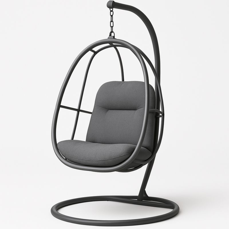 Hengestol i metall med grå polyester pute-Decohogarvida