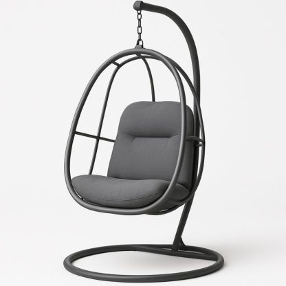 Hengestol i metall med grå polyester pute-Decohogarvida