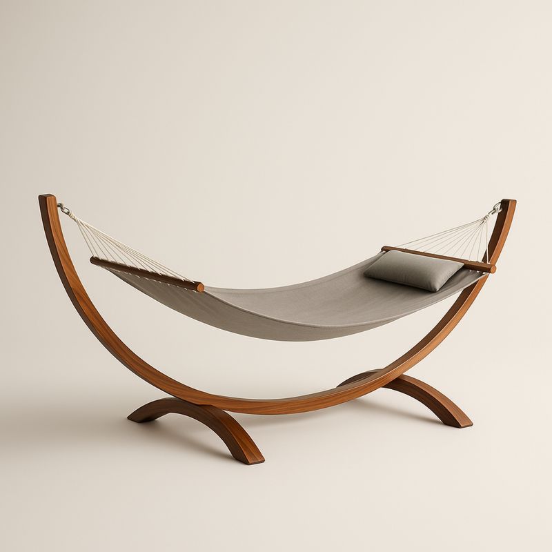 Hengekøye i tre med bomull/polyester grå 200x100 cm-Decohogarvida