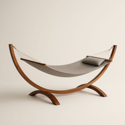 Hengekøye i tre med bomull/polyester grå 200x100 cm-Decohogarvida