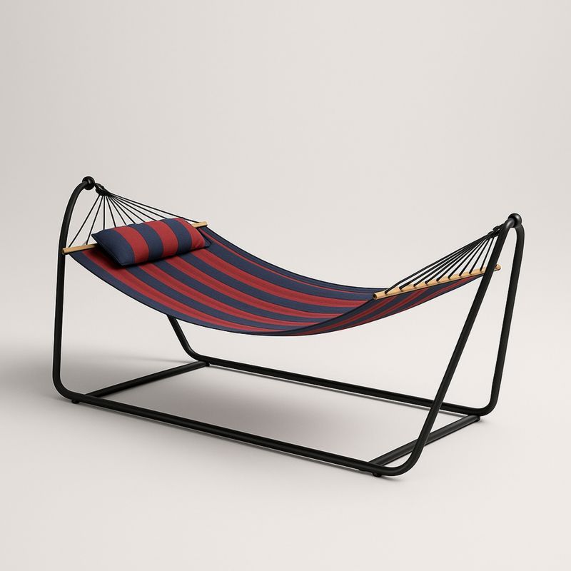 Hengekøye Stativ Stål Polyester/Bomull Stripet Blå/Rød-Decohogarvida