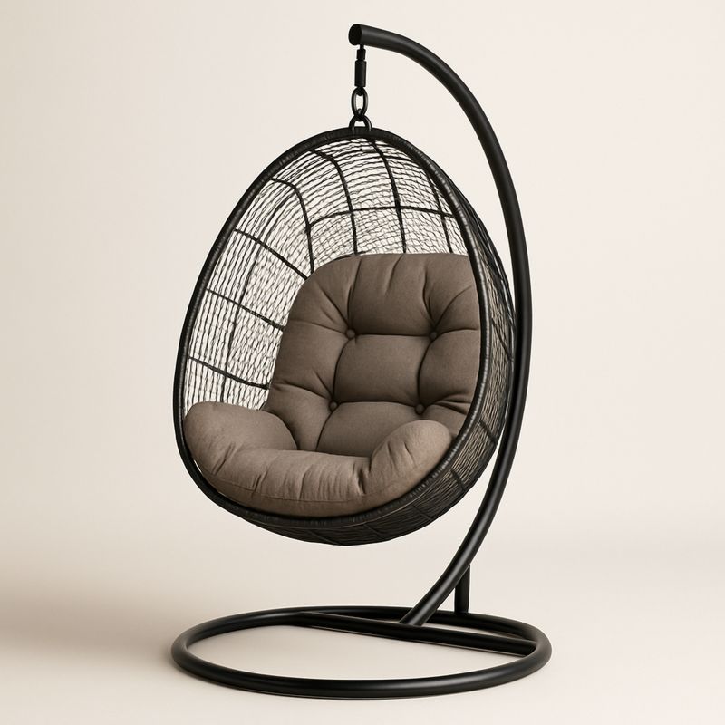 Hengestol i metall og rotting med brun pute-Decohogarvida