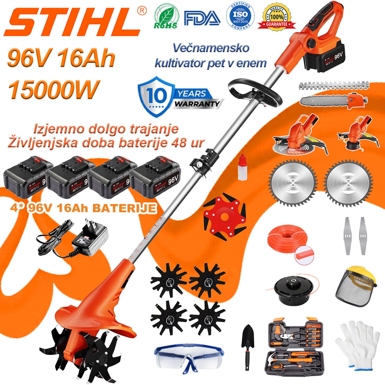 STIHL 5-v-1 večnamenski kultivator (obrezovanje, sečnja dreves, rahljanje zemlje)