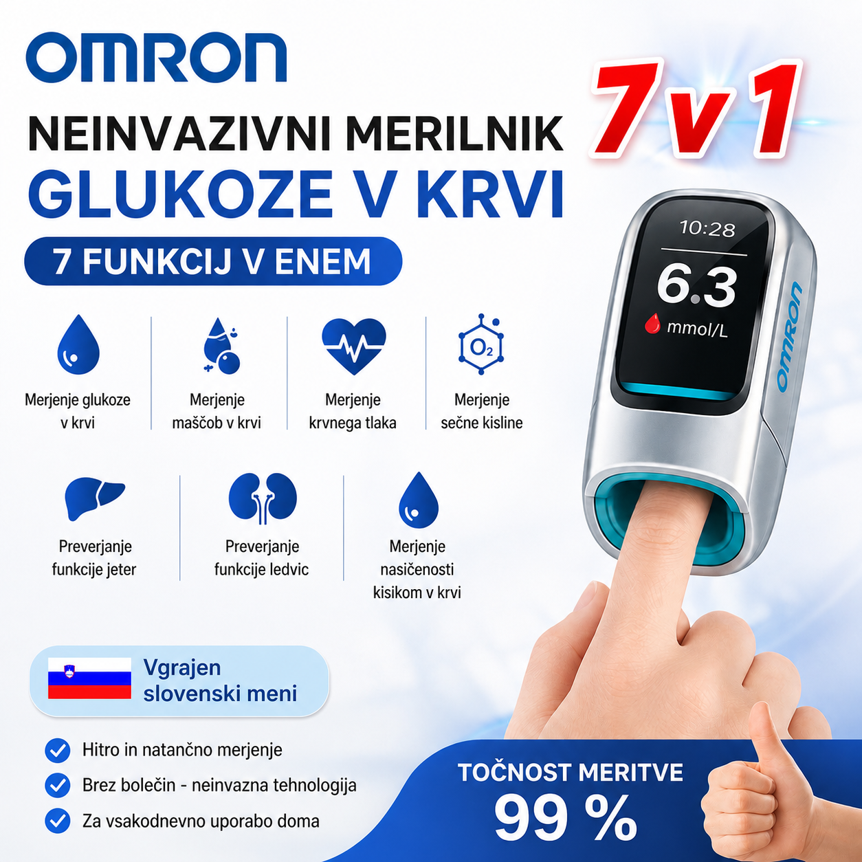 🔥 2026 Omron™ predstavlja novo lansirani neinvazivni pametni merilnik glukoze v krvi 🔥
