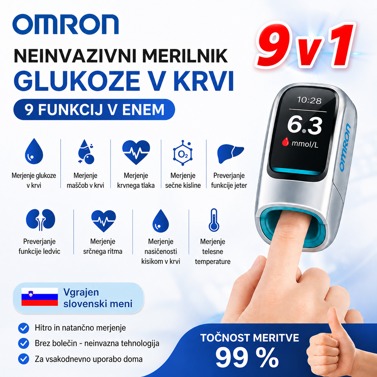 🔥 2026 Omron™ predstavlja novo lansirani neinvazivni pametni merilnik glukoze v krvi 🔥